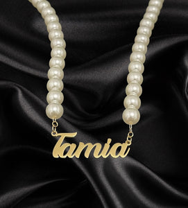 Custom Pearl Name Necklace